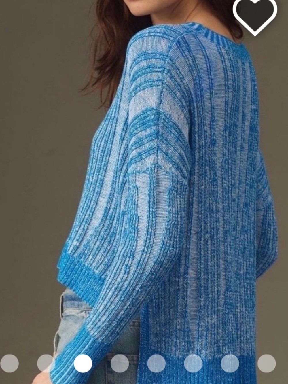 Anthropologie Marled Light Blue Ribbed Crew Sweater